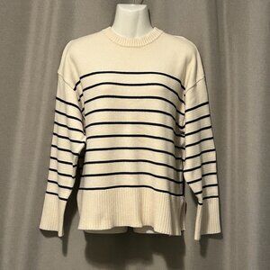 Zara Breton Stripe Cream and Black Sweater - Size Medium to L:arge